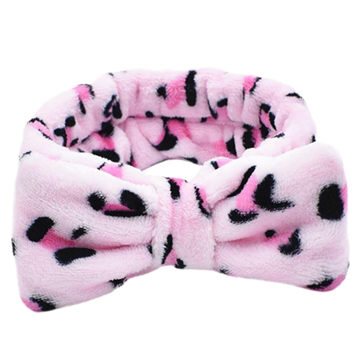 Shower Hot Pink Leopard Print Headband - Fluffy Makeup Hair Band